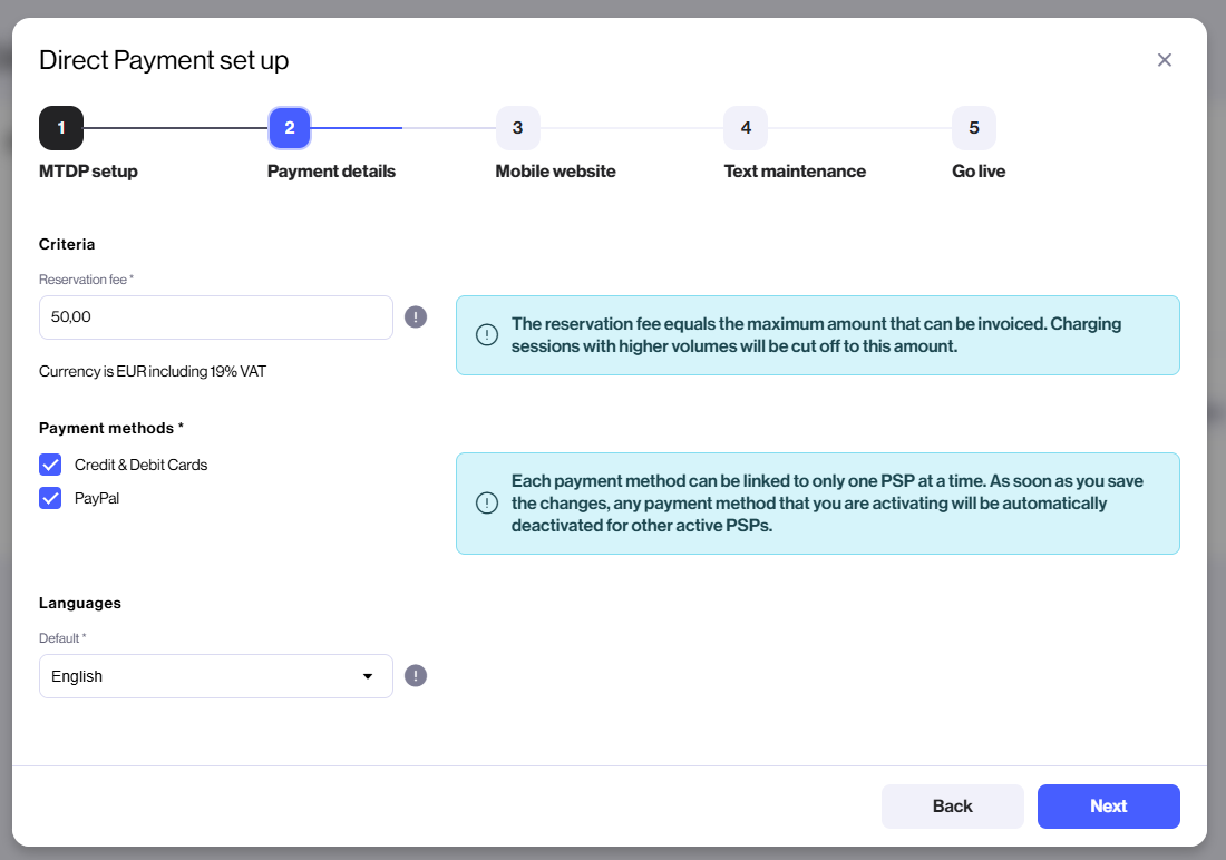 How to configure direct payment